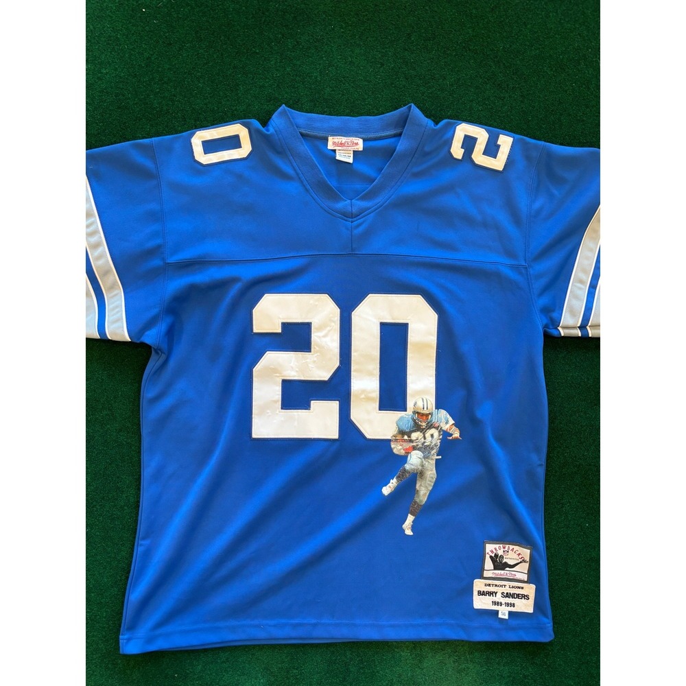 Mitchell Ness Barry Sanders Detroit Lions Royal Blue NFL Jersey  1989-1998